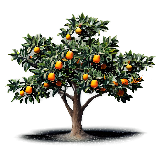 an orange tree with fruit on it