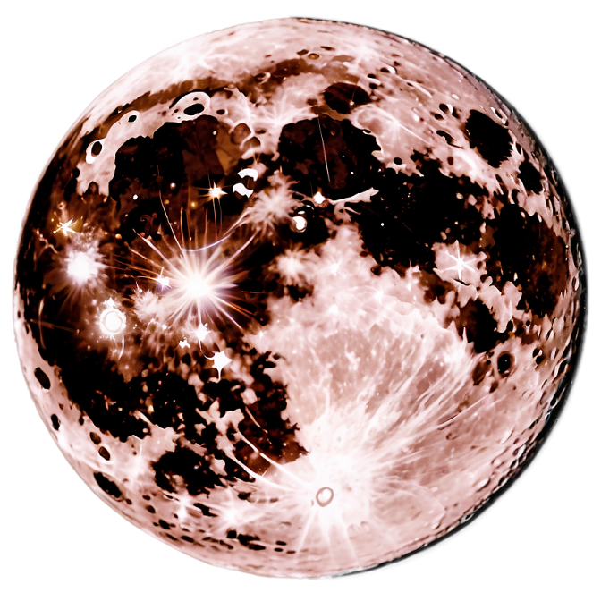 a pink moon with stars in the sky