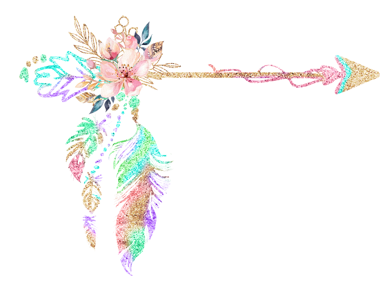 a watercolor drawing of an arrow with feathers