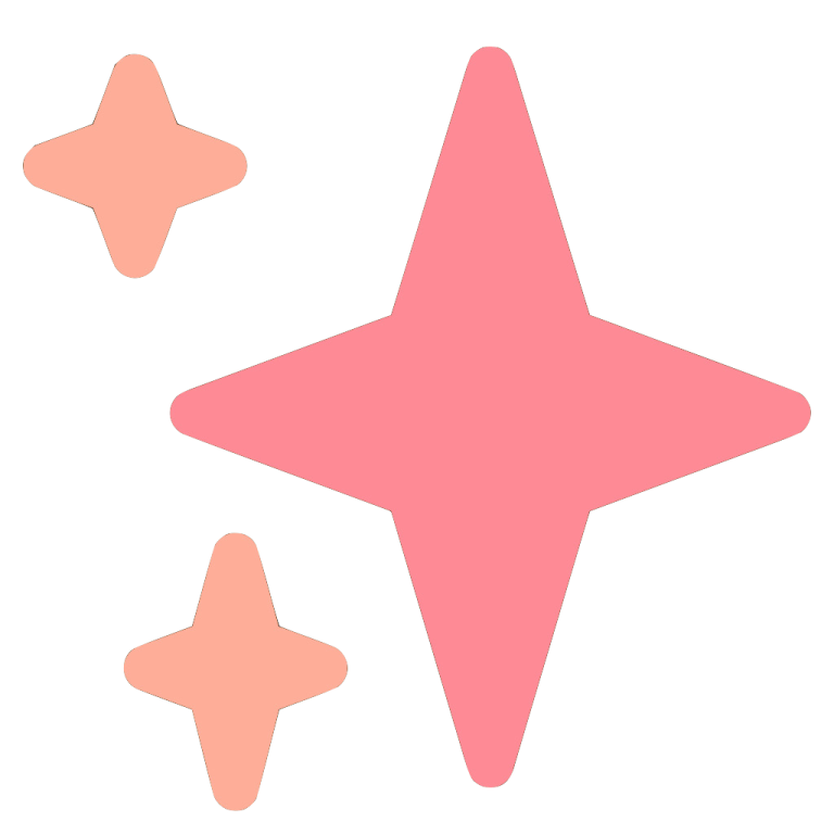 a pink star with three smaller stars in the middle