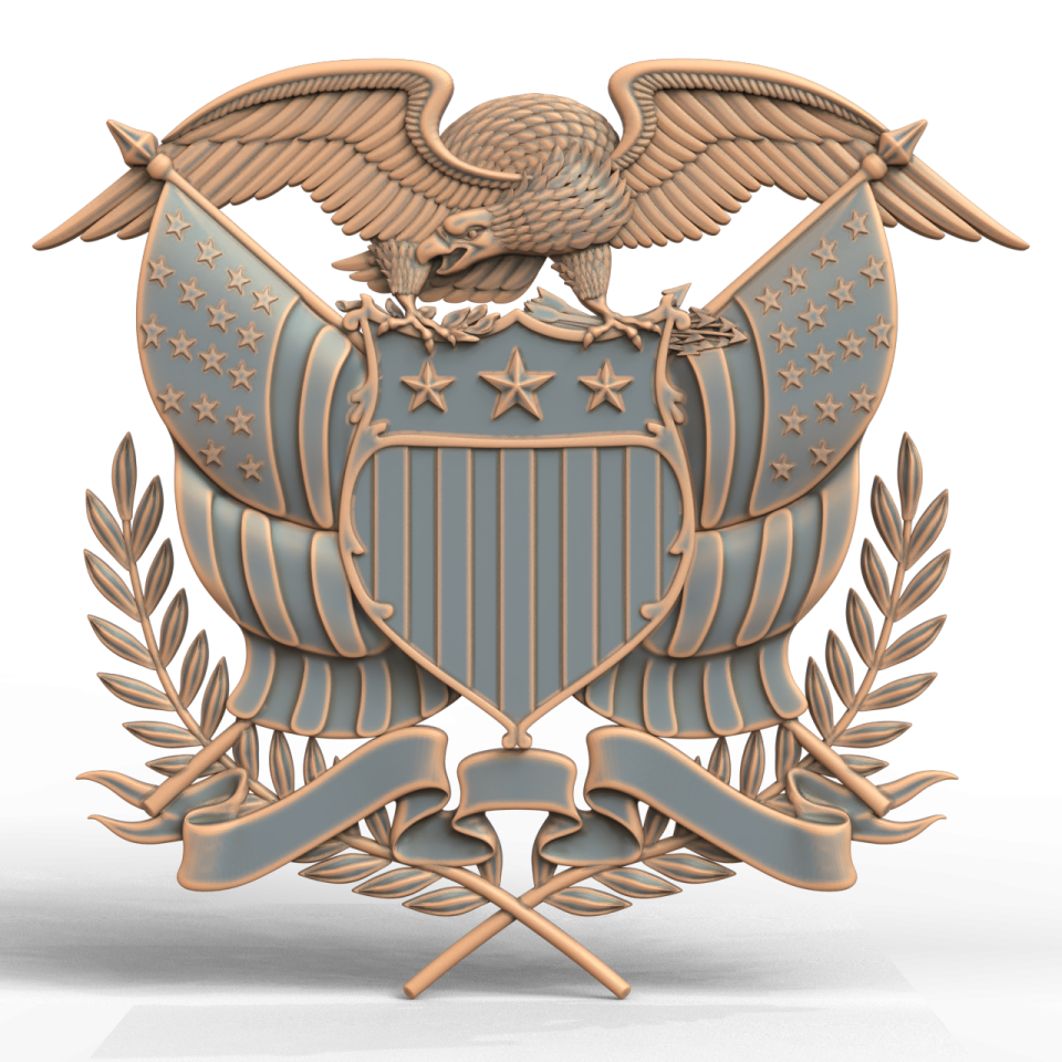 a 3d rendering of the united states emblem
