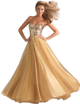 a woman in a gold gown