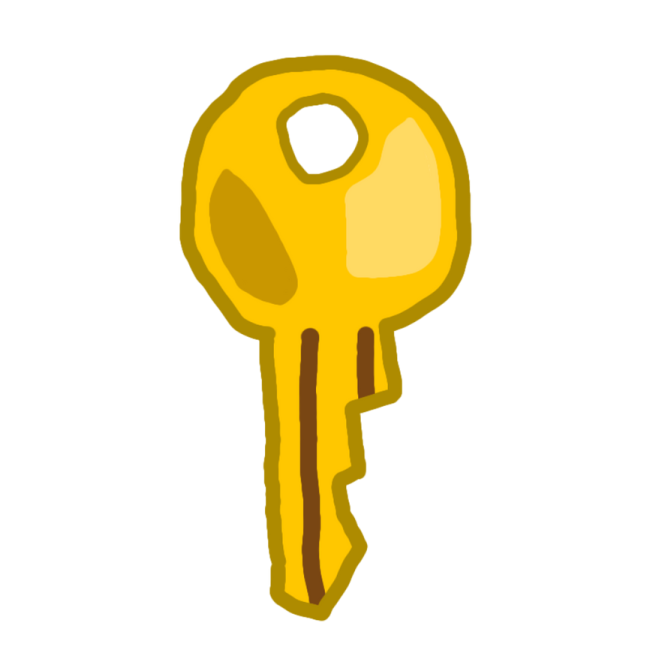 a yellow key on a white background