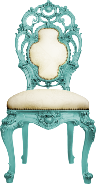 a chair with an ornate design on the back