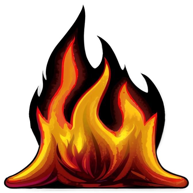 a burning fire on a white background