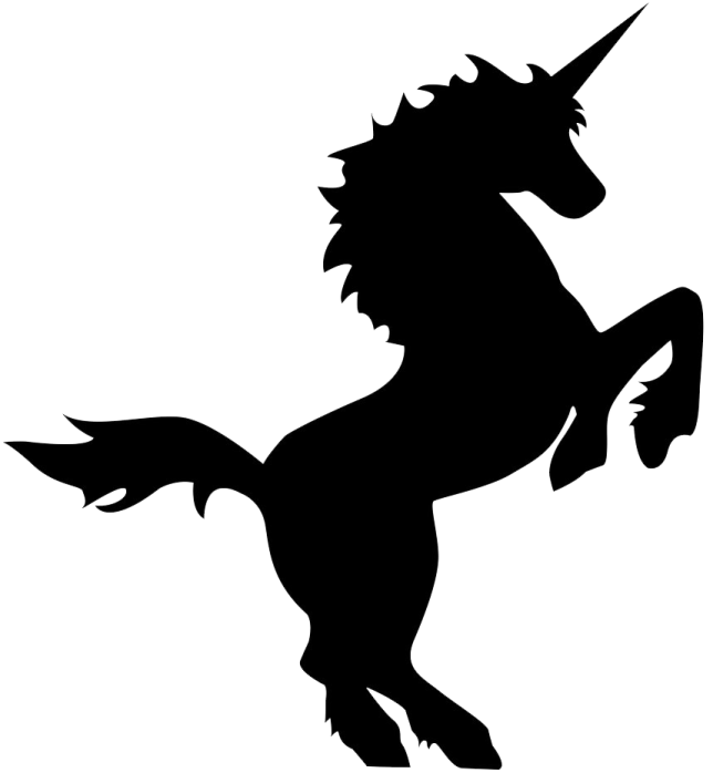 a black and white silhouette of a unicorn