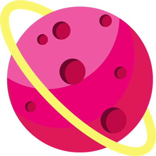 a pink ball with yellow circles around it