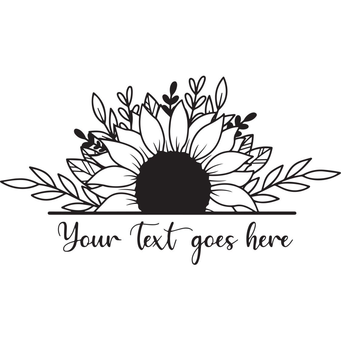a black and white sunflower with the words you're here