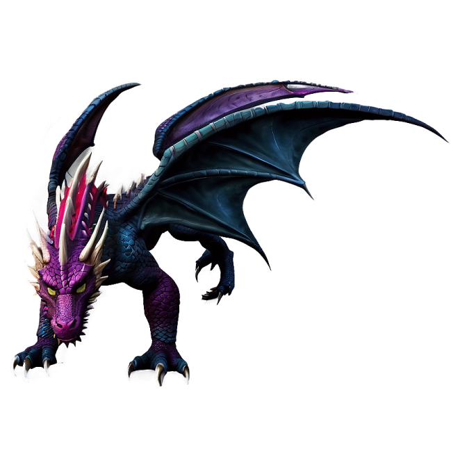 a purple and black dragon with large wings