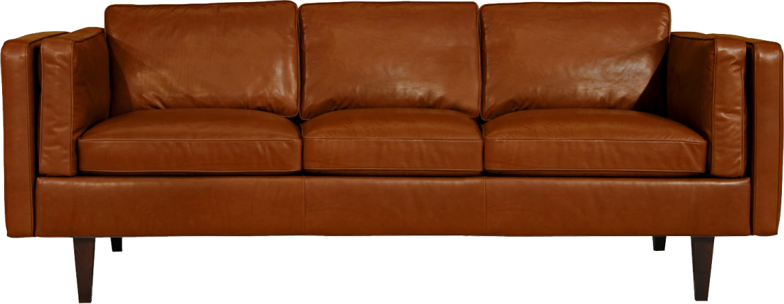 an image of a brown leather couch