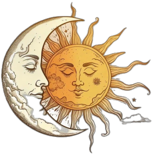 a drawing of the sun and moon