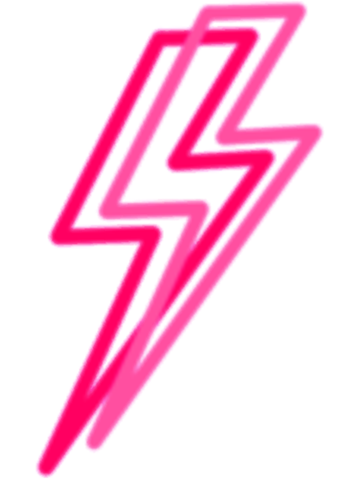 a pink lightning bolt on a white background