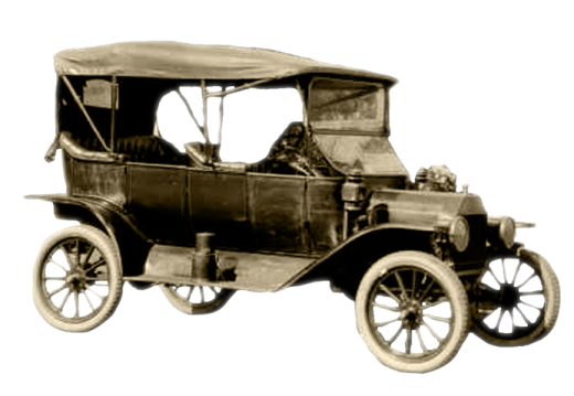a black and white photo of an old car