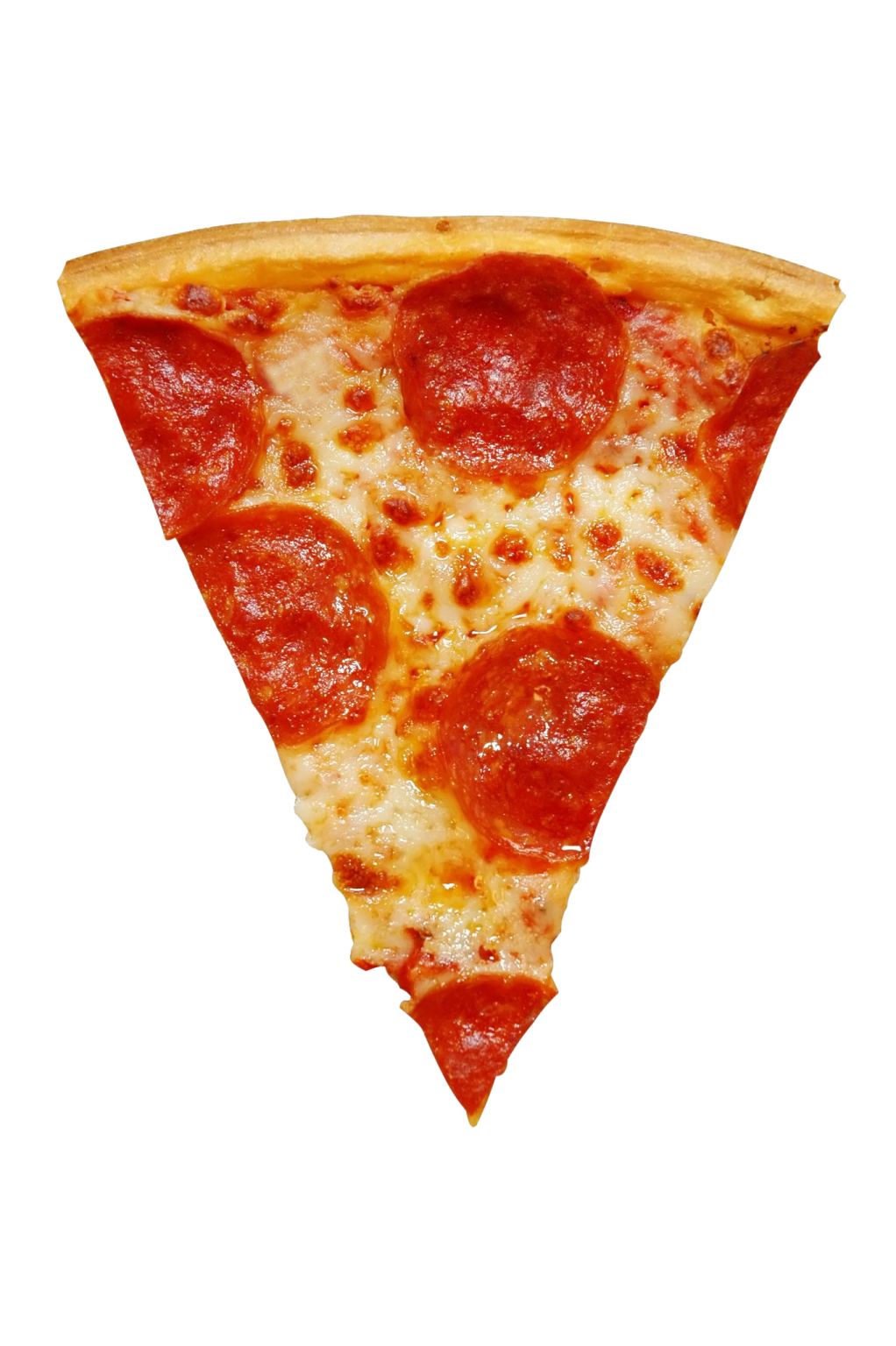 a slice of pizza on a white background