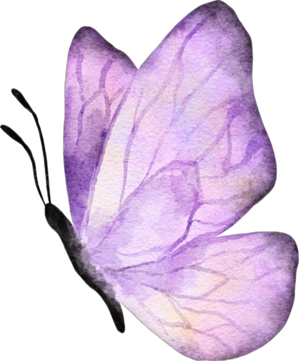 a watercolor painting of a purple butterfly