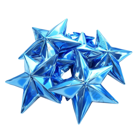 a pile of shiny blue stars