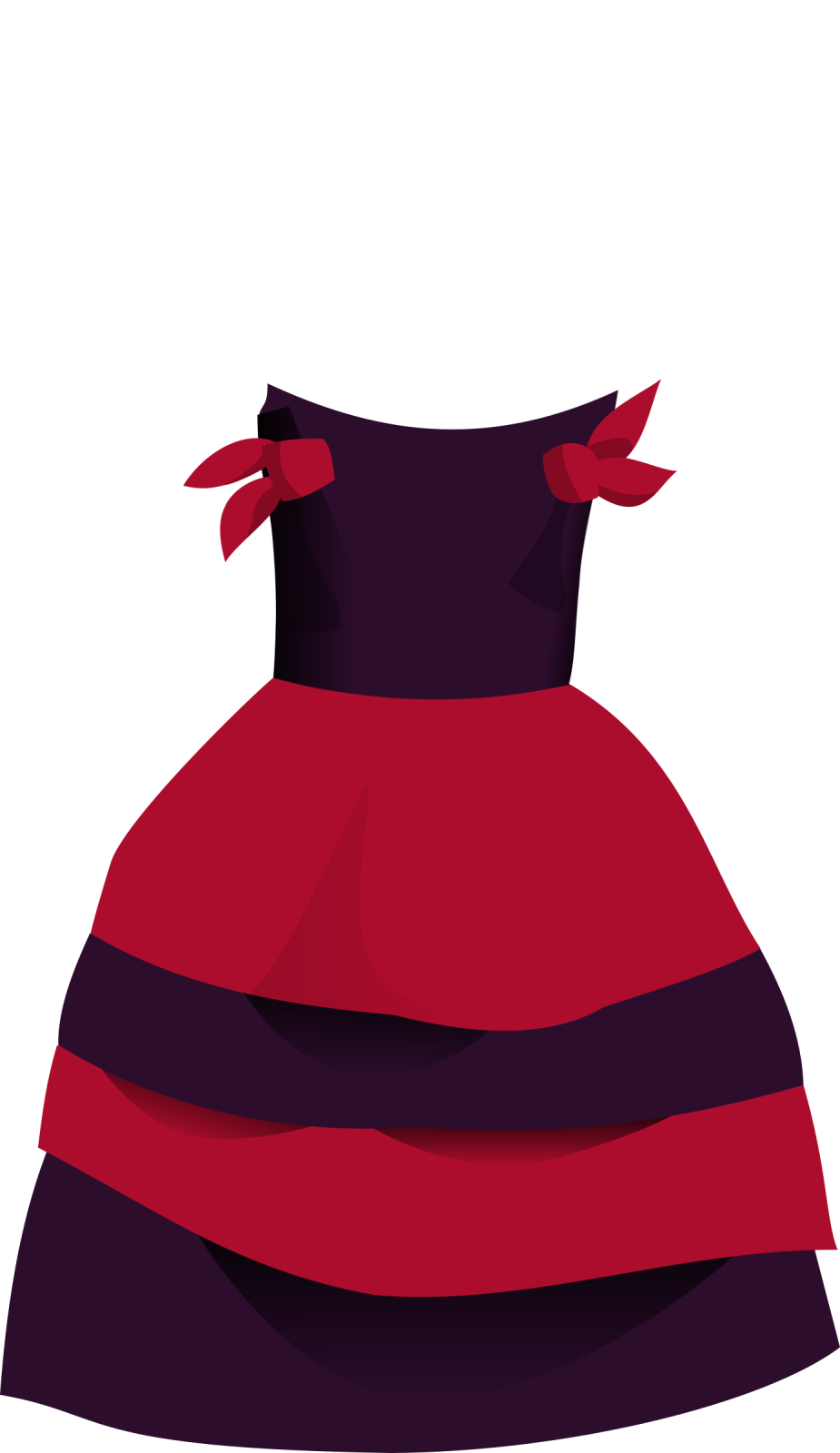 a red dress with black and white stripes