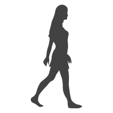 a silhouette of a woman walking