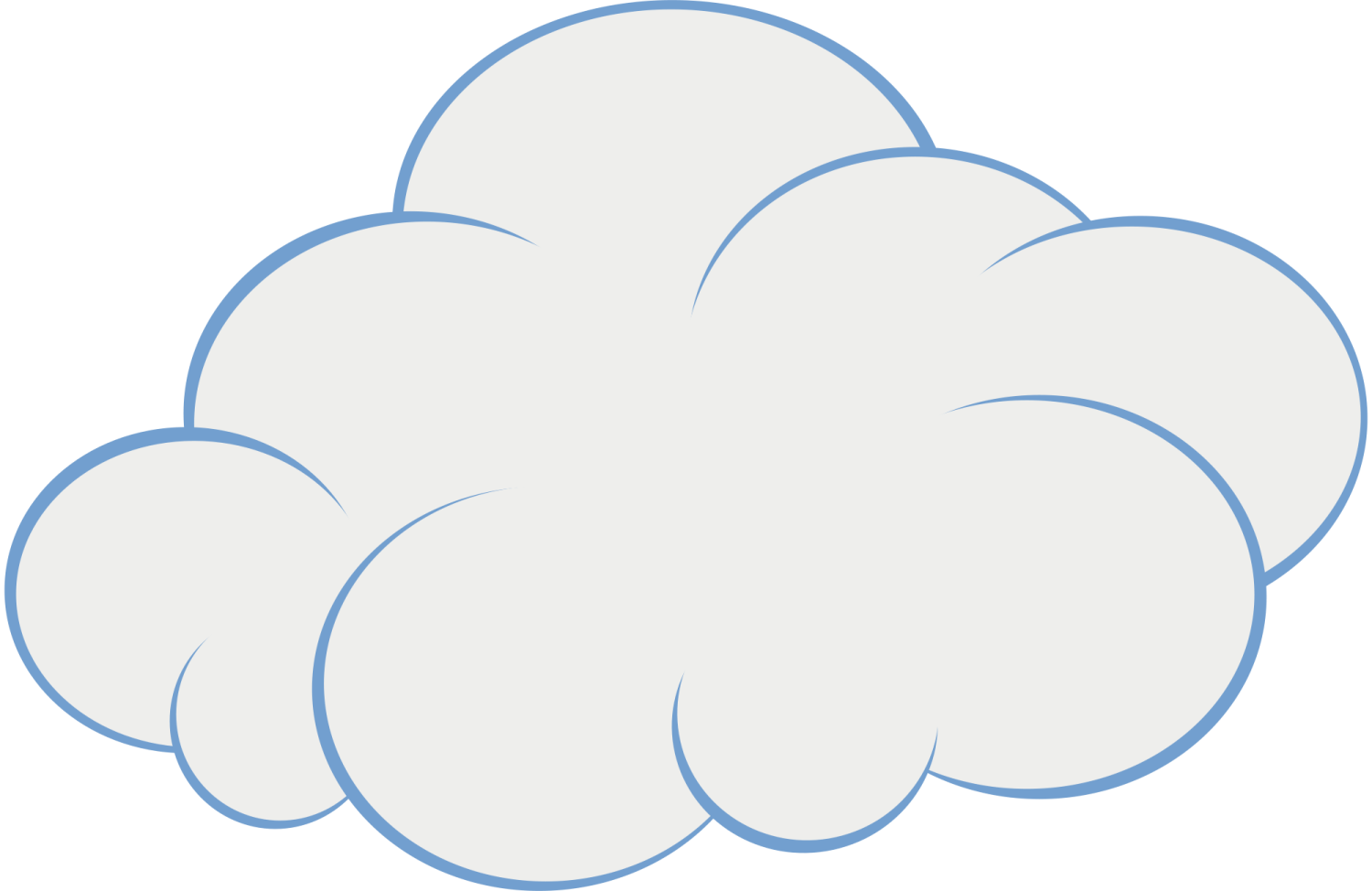a white cloud with blue outlines