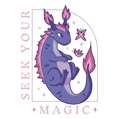 a purple and pink dragon sitting on top of a white background