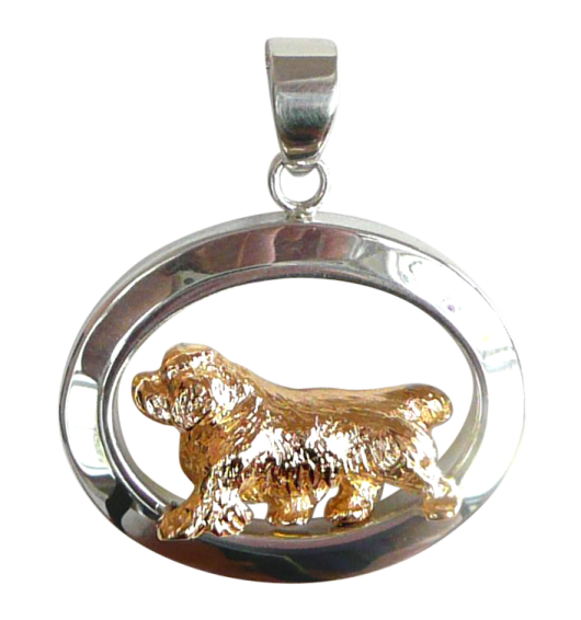 a golden retrieve dog in a circle pendant