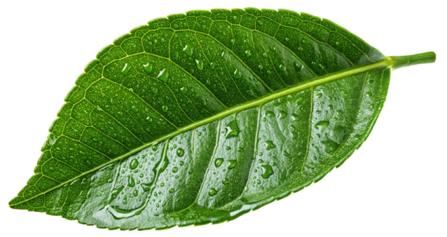 a leaf with water droplets on it