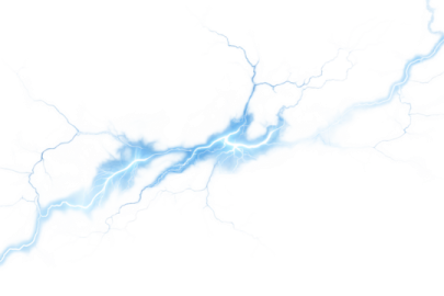 a white background with blue lightnings