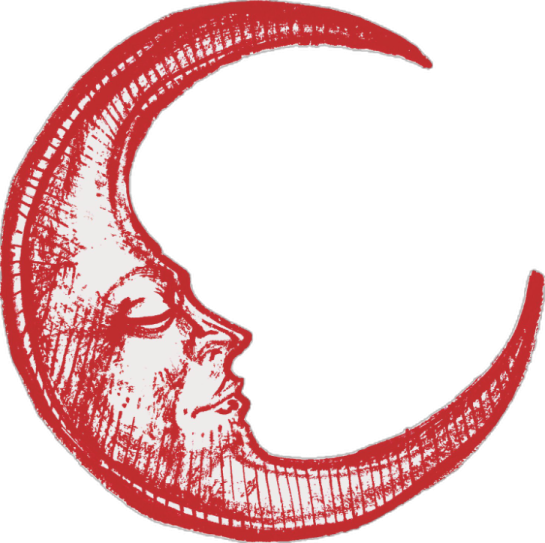 a drawing of a crescent with a man's face