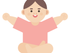 a little girl sitting on the floor with her arms outstretched