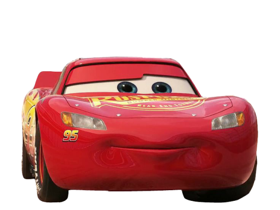 a red car with the face of lightning mcqueen