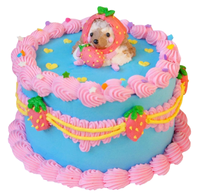 a birthday cake with a teddy bear on top