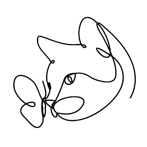 a black and white drawing of a cat