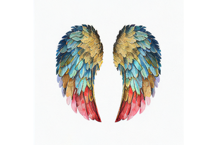 two colorful wings on a white background