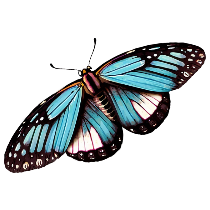 a blue butterfly on a white background