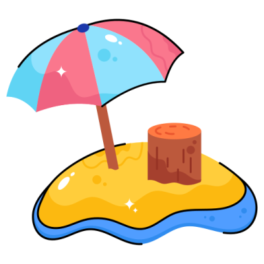 a beach with an umbrella and sand castle