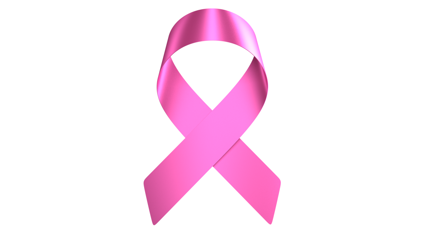 a pink ribbon on a white background