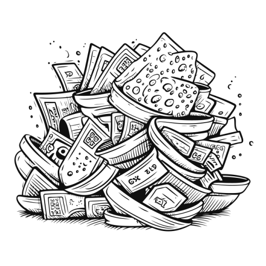 a pile of money in black and white