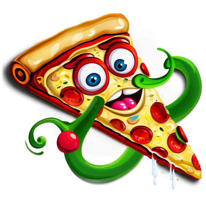 a slice of pizza with a funny face