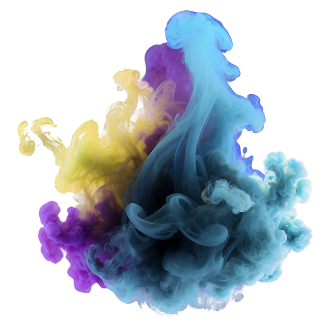 colored smoke on white background