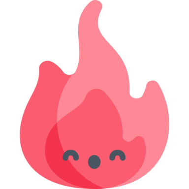 a pink fire on a white background