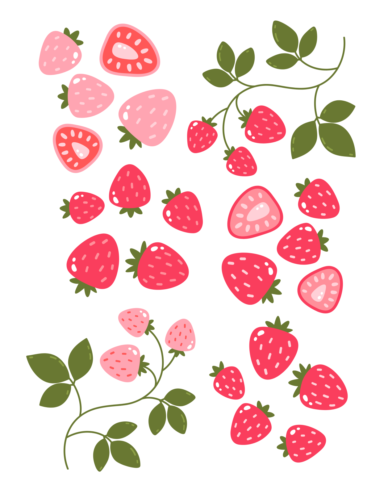 a bunch of strawberries on a white background