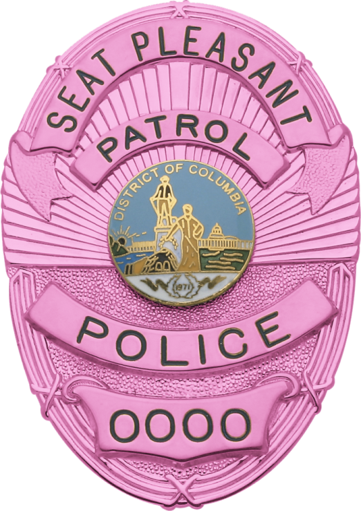 a pink police badge with the words capitol police