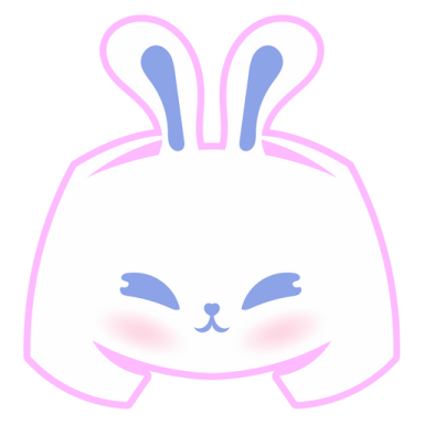 a white bunny with pink ears and blue eyes