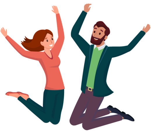 a man and woman jumping in the air