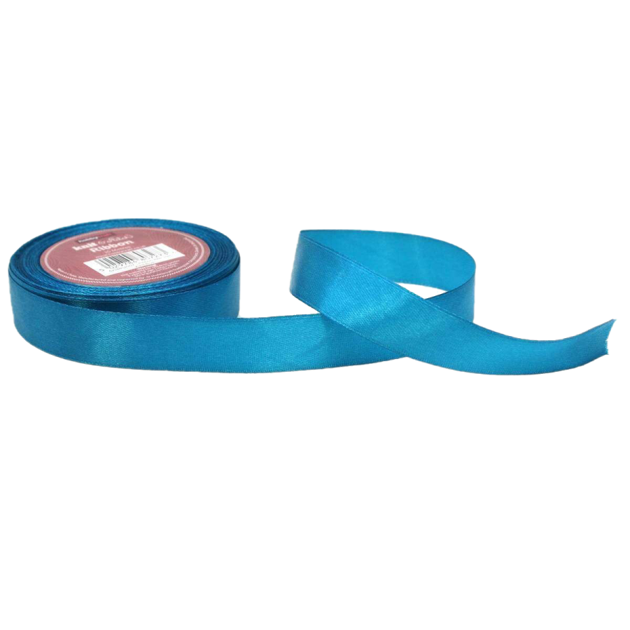 a blue satin ribbon on a white background