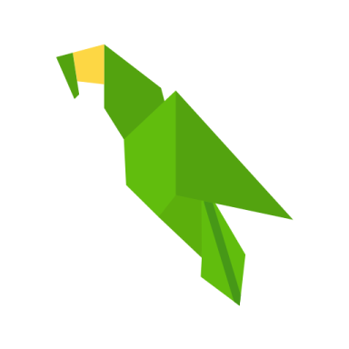 a green origa bird on a white background