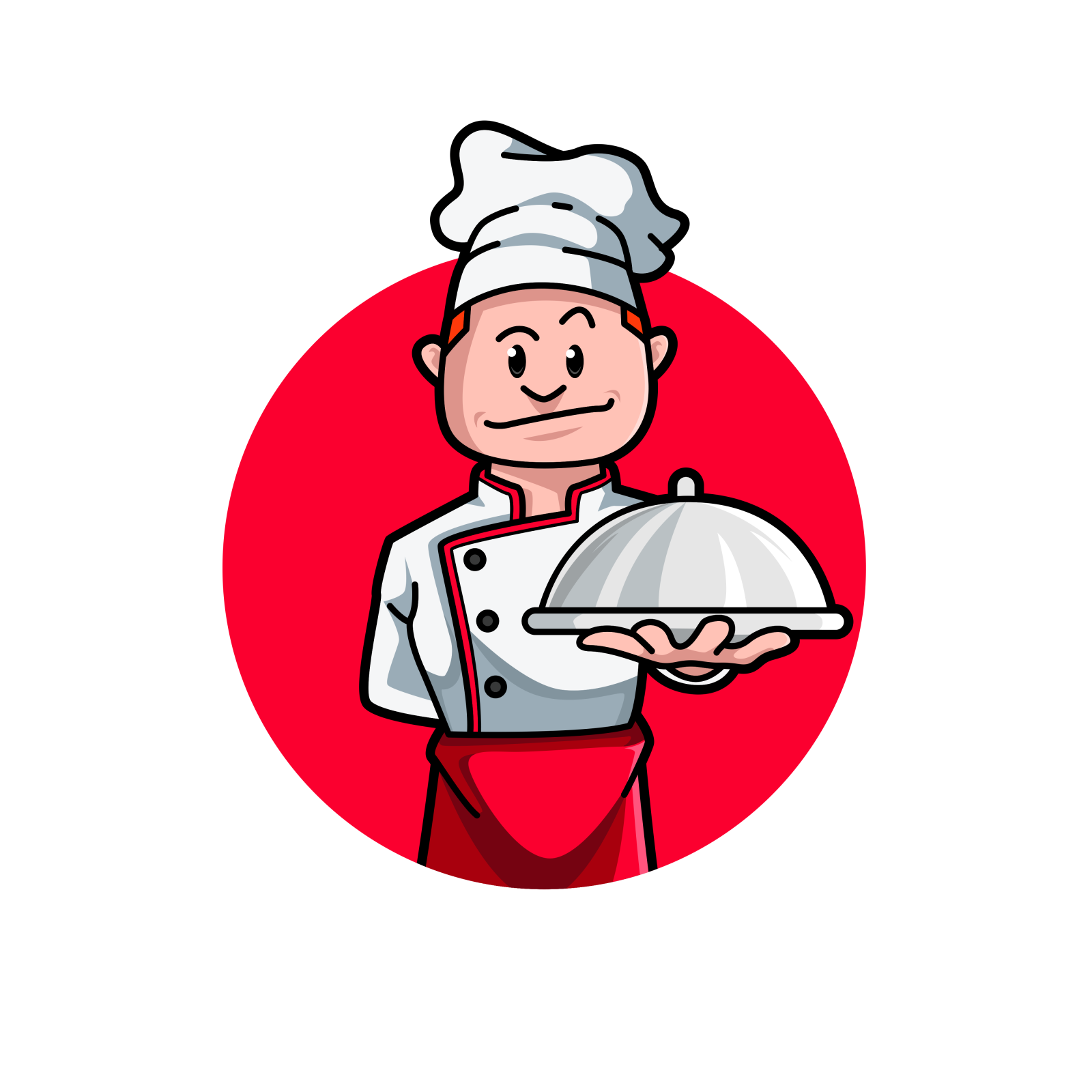 a chef holding a tray with food on it