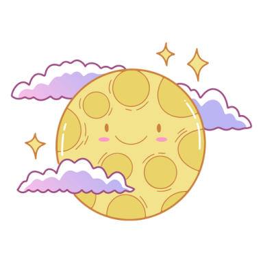 a cartoon moon with clouds in the background