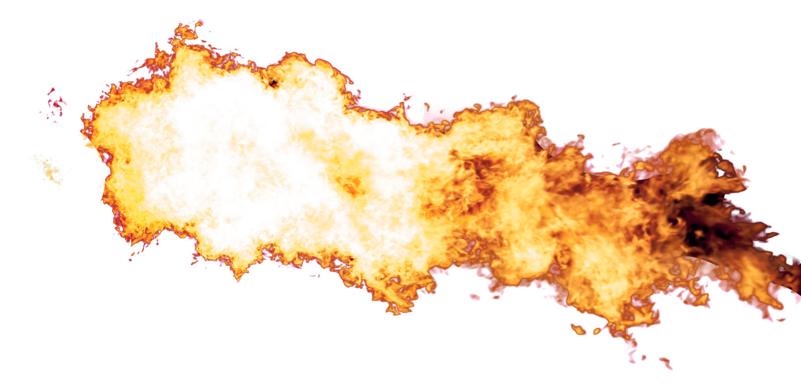 an explosion of fire on a white background