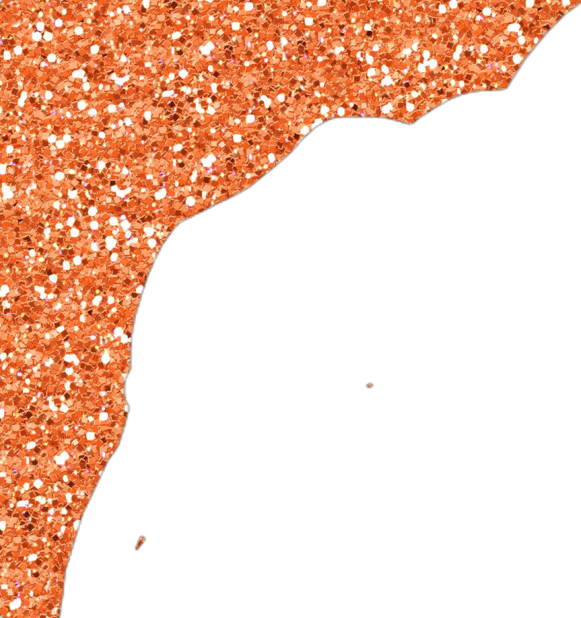 a white background with an orange glitter texture
